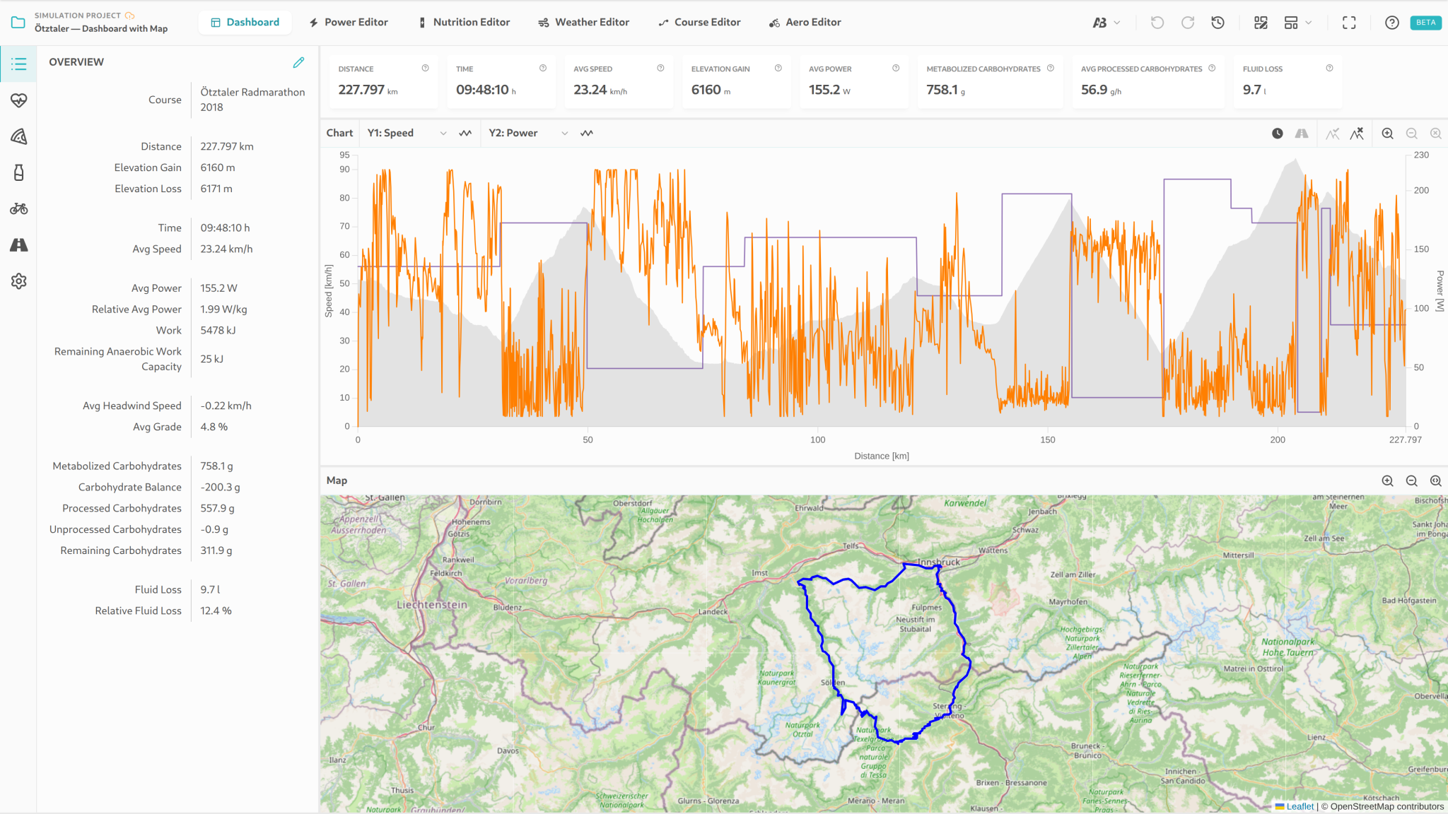 Interactive map with course route overlay