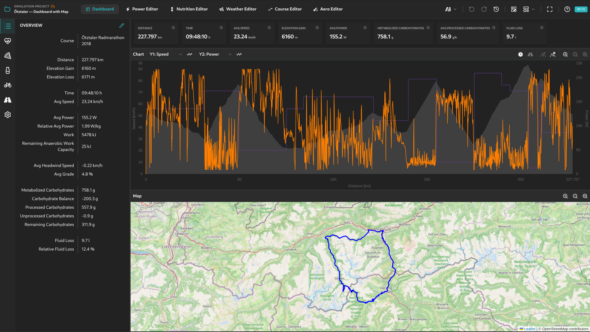 Interactive map with course route overlay